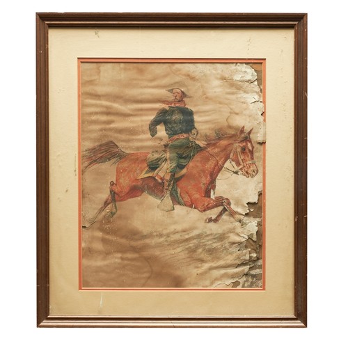 525 - Frederic S. Remington (1861 - 1909)Portrait of a cavalry officerLithographSigned lower rightProperty... 