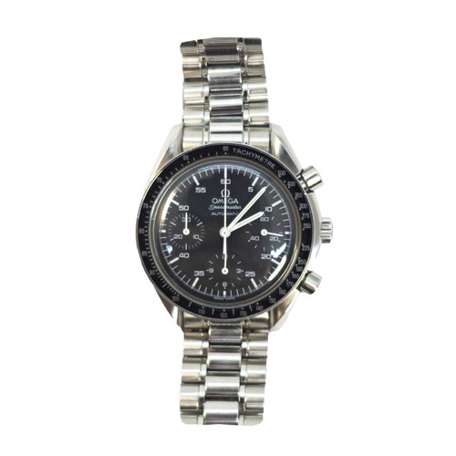 193 - OmegaCirca 2000A black chronograph stainless steel Speedmaster gentleman's automatic wristwatchModel... 