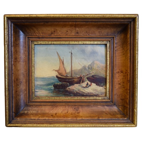 598A - 19th CenturyA pair of maritime scenesOil on artist's boardIn walnut framesSigned indistinctly lower ... 