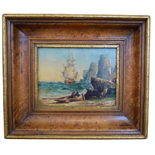 598A - 19th CenturyA pair of maritime scenesOil on artist's boardIn walnut framesSigned indistinctly lower ... 