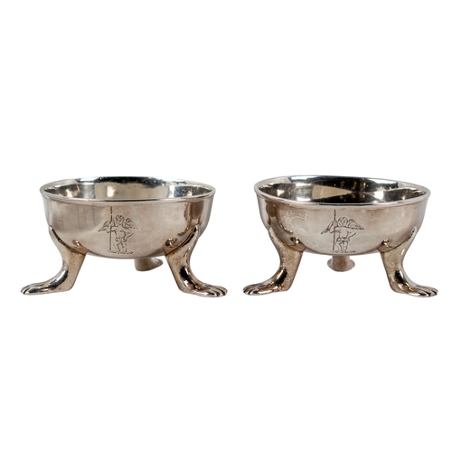 134 - Georgian, IrishA pair of salts with pawed feet Hallmarked282.6 grams total