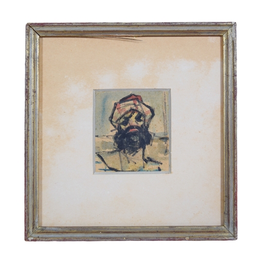 154 - Adham Wanly (Egyptian, 1908 - 1959)Bearded ManMixed media on paperTo be sold without reserveFrom the... 