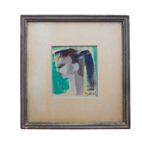 160 - Seif Wanly (Egyptian, 1906 - 1979)Woman with a pony tailMixed media on paperSigned lower rightInscri... 