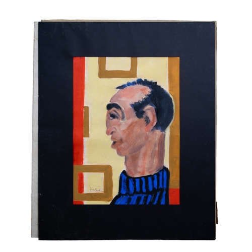 167 - Seif Wanly (Egyptian, 1906 - 1979)Man in a striped sweaterAcrylic on paperSigned bottom leftFrom the... 