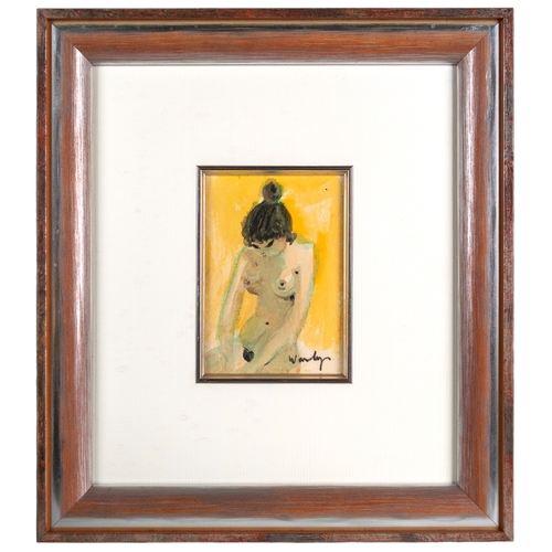 169 - Adham Wanly (Egyptian, 1908 - 1959)A nude studyWatercolour on paperSigned lower rightWith an inscrip... 