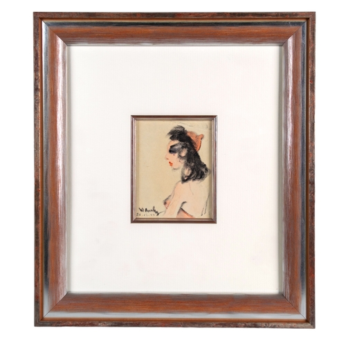 170 - Adham Wanly (Egyptian, 1908 - 1959)Profile of a woman, 1955Watercolour on paperSigned lower left, da... 