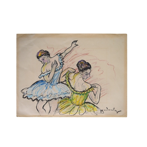 194 - Adham Wanly (Egyptian, 1908 - 1959)Two Drawings of Ballet DancersMixed media on paperSigned lower ri... 