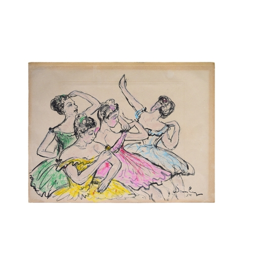 194 - Adham Wanly (Egyptian, 1908 - 1959)Two Drawings of Ballet DancersMixed media on paperSigned lower ri... 