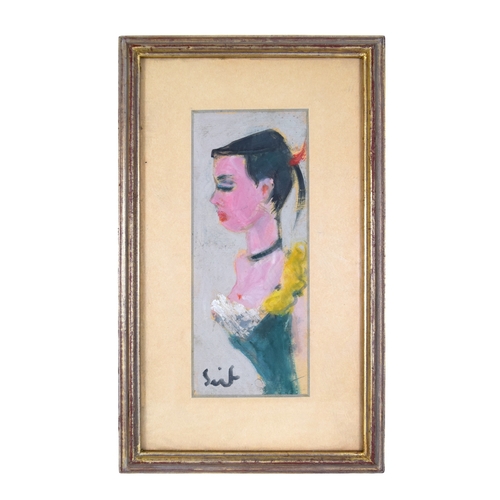 196 - Seif Wanly (Egyptian, 1906 - 1979)Profile of a Ballet DancerOil on paperSigned lower leftFrom the Dr... 