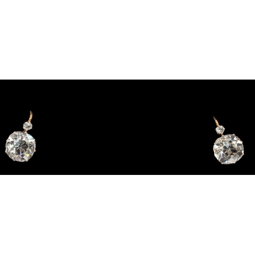 21 - FrenchCirca 1890An impressive pair of old cushioned cut diamond earrings, attributed to Boucheron Pa... 