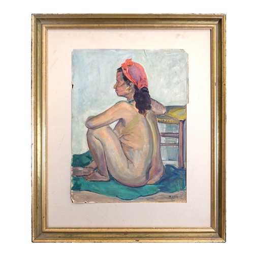 215 - Mahmoud Saïd (1897-1964)Nude with Red HeadscarfGouache on paperSigned and dated lower rightFrom the ... 