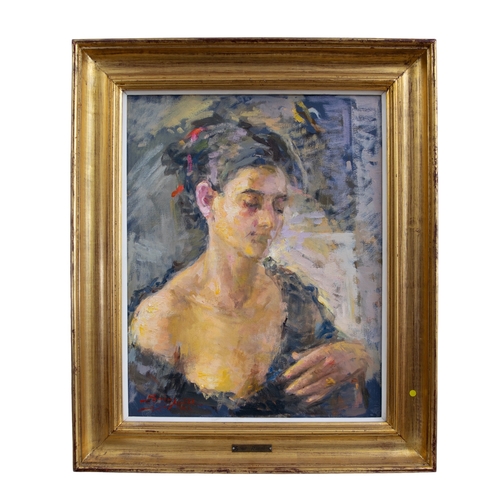 227 - Sabry Ragheb (Egyptian, 1920 - 2000)Portrait of a Lady in blackOil on canvasSigned and dated lower l... 