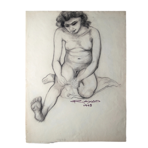 241 - Ragheb Ayad (Egyptian, 1882 - 1982)A nude study, 1948Signed and dated middle rightTo be sold without... 