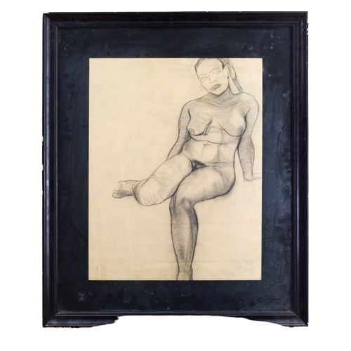 242 - Ragheb Ayad (Egyptian, 1882 - 1982)A nude reclining, 1949Graphite on paperSigned centre bottomFrom t... 