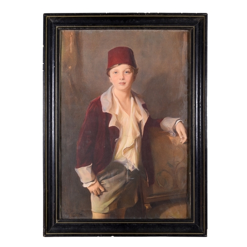 251 - After Philip de László (1869 - 1937)Portrait of a young boy in a fezLithographFrom the Dr Mohammed S... 