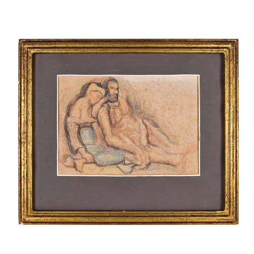 266 - Mohamed Nagy (1888 - 1956)Two figures sittingCrayon on paperSigned lower leftFrom the Dr Mohammed S ... 