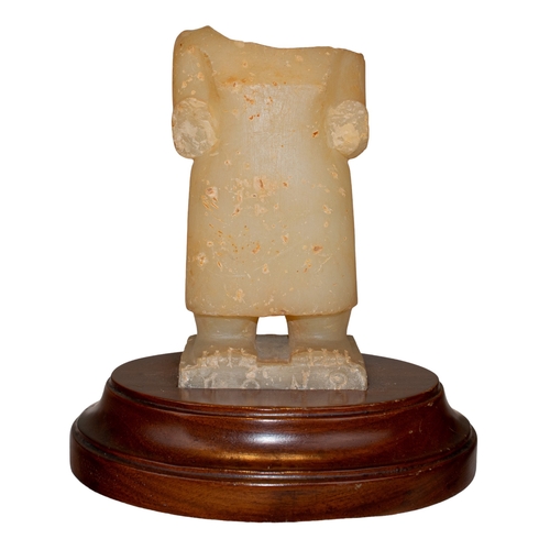 298 - South Arabian (?)An alabaster headless standing figureMounted on a mahogany oval baseTo be sold with... 