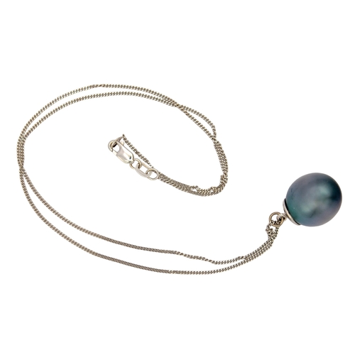 51 - British, ContemporaryA fine large 16mm black South Sea cultured pearl and 18 carat white gold pendan... 