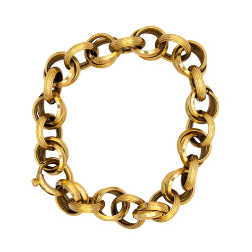 65 - ContinentalCirca 1950A yellow metal circle and fluted circle link braceletWeight: Approx. 21.54 gram... 