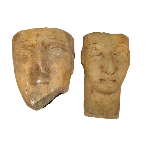 300 - South Arabian (?)Two limestone headsProvenance:Private Collection of Dr. Mohammed Said Farsi (1936-2... 