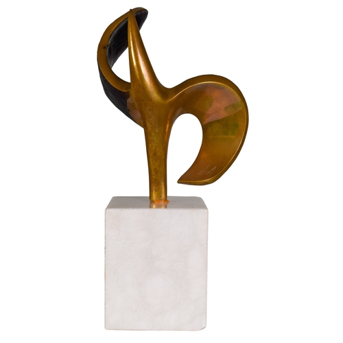 341 - Ixidro Fernandez (Spanish 20th Century),Abstract FormBronzeSigned Ixidro 13/900 On a pale marble bas... 