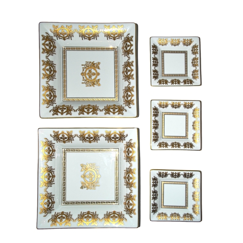 676 - Haviland LimogesFranceThree small and two large Haviland gold and white ashtraysRitz Paris Imp&eacut... 