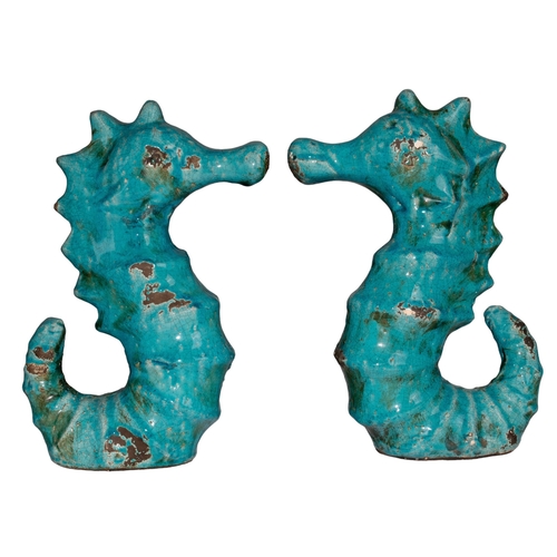 678 - ContemporaryA pair of faience seahorsesDimensions:14 in. (H)... 