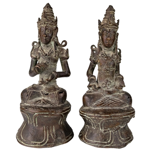 685 - Javanese18th/19th CenturyA pair of seated bronze deitiesDimensions:5 in. (H)... 