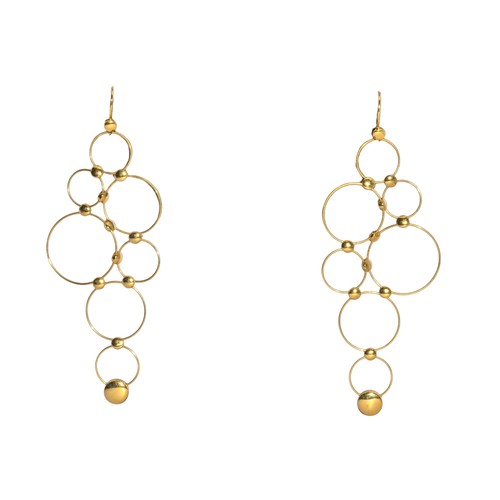 38 - George JensenDanishContemporaryAn unusual pair of 18 carat yellow gold bubble style pendant earrings... 