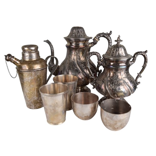 120 - A mixed lot of silverTo include[a] A large teapot and a large twin-handled large sugar pot, William ... 