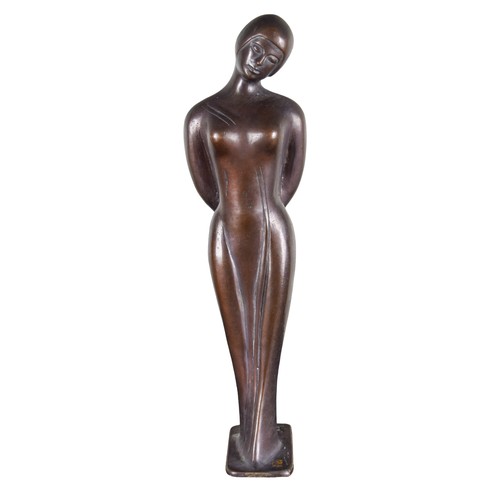 376 - A bronze sculpture of a standing figure,Mark on baseTo be sold without reserveFrom the Dr Mohammed S... 