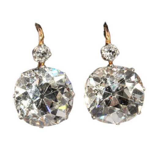 21 - FrenchCirca 1890An impressive pair of old cushioned cut diamond earrings, attributed to Boucheron Pa... 