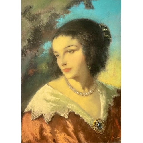 223A - Gyula Balint (Hungarian, 1884 - 1956)Portrait of a lady in historic costumePastel on paperSigned low... 