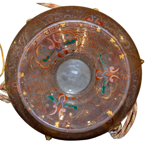 316 - An enamelled glass mosque lampFrom the Dr Mohammed S Farsi CollectionDimensions:14 in. (H) x 8.5 in.... 