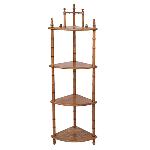 123 - BritishAntiqueAn oak stool and simulated bamboo corner shelfProperty of a distinguished gentleman co... 