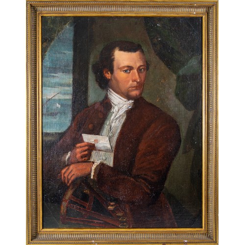 182 - Continental18th CenturyA portrait of a gentleman holding a letter, thought to be a young Captain Jam... 