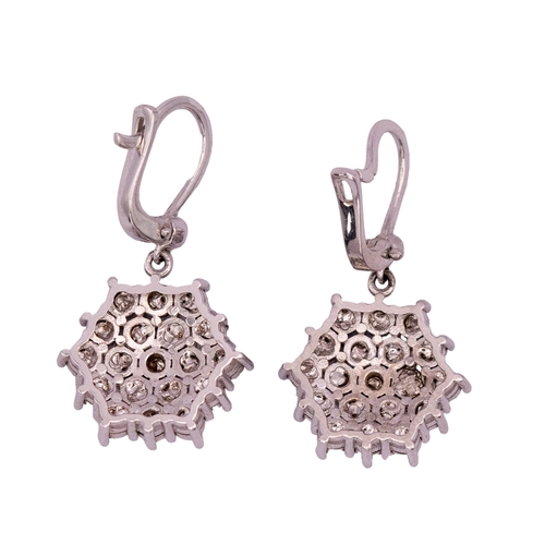 10 - EuropeanCirca 2000A pair of diamond snowflake cluster earringsSet in white goldWeight: Approx. 9.85 ... 