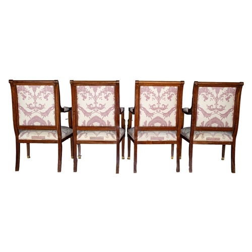 129 - French19th CenturyA set of four French Empire Egyptian Revival fauteuilsMahogany, with bronze ormolu... 