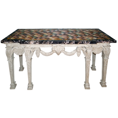 132 - In the manner of William KentA large console table with a specimen marble topProperty of a Gentleman... 