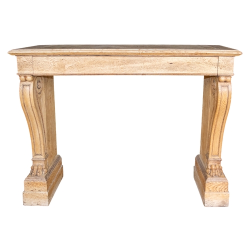 136 - ContemporaryA lightwood console tableWith scroll legs ending in ball and claw feetDimensions:35.5 in... 