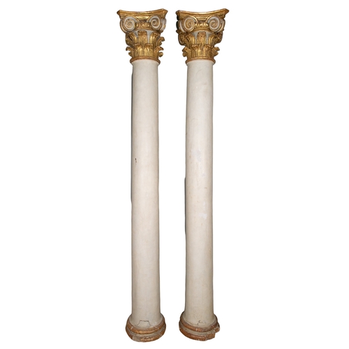 144 - Continental18th CenturyA pair of neoclassical Corinthian painted and giltwood columnsProperty of a G... 