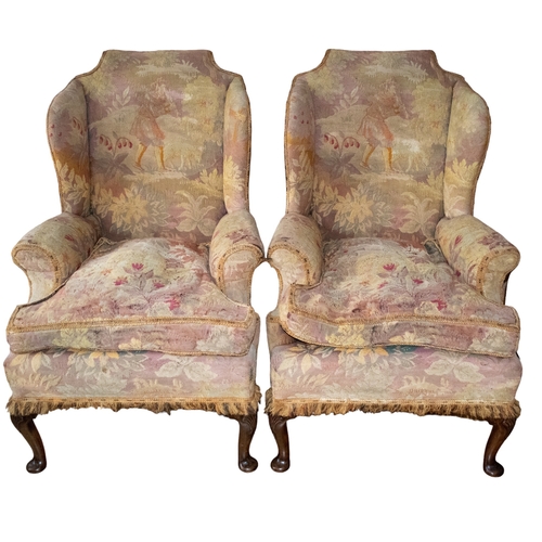 155 - EnglishGeorgianA pair of wingback armchairs with original tapestryProvenance:Christies, Kings Street... 