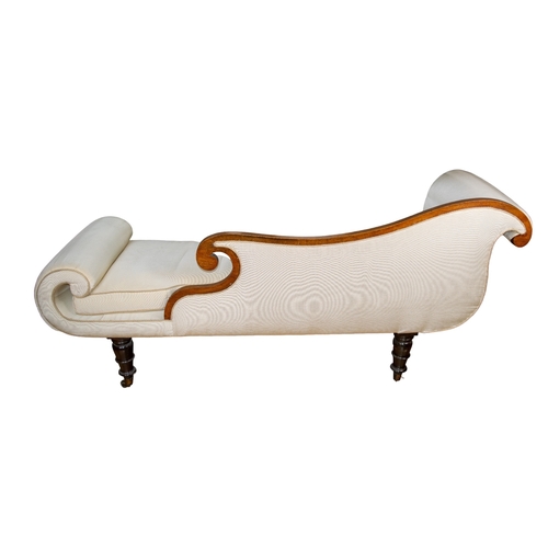 157 - EnglishRegencyA mahogany chaise longue in cream upholsteryDimensions:34 in. (H) x 70 in. (W) x 22 in... 