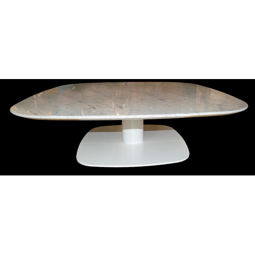 160 - ContemporaryA large white marble flex form Harrods coffee tableDimensions:10 in. (H) x 36 in. (W) x ... 