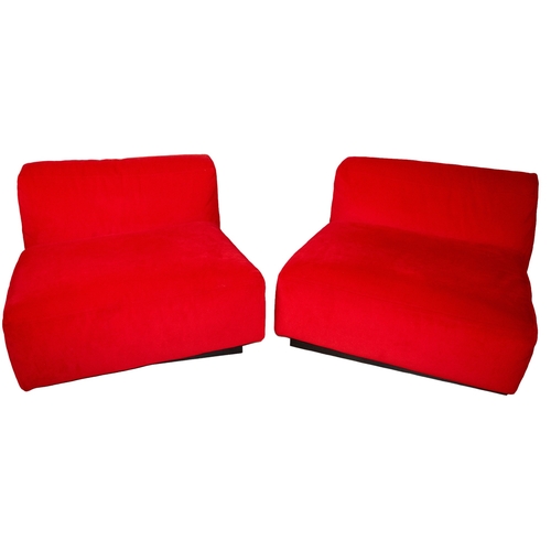 163 - Italian20th CenturyTwo large Cassina red velvet sofa chairsDimensions:25 in. (H) x 36 in. (W) x 36 i... 