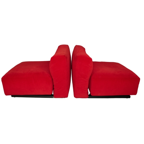 163 - Italian20th CenturyTwo large Cassina red velvet sofa chairsDimensions:25 in. (H) x 36 in. (W) x 36 i... 