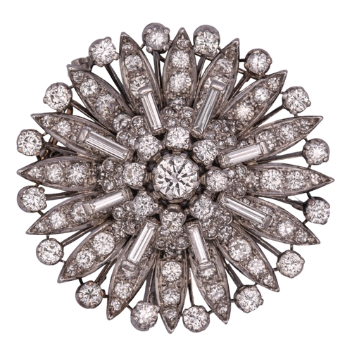 2 - BritishCirca 1960A fine diamond flower head brooch/pendantThe multi-petalled flower set to the centr... 