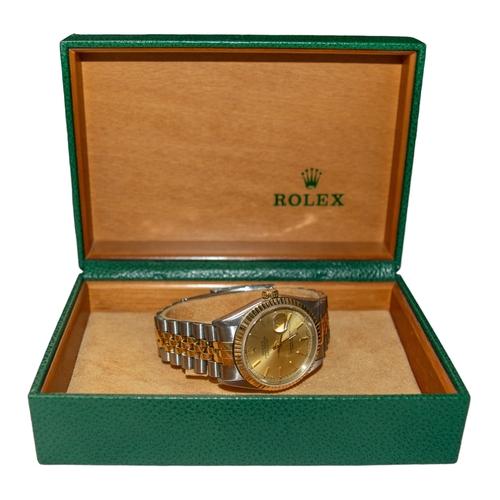 35 - SwissCirca 1990A bicoloured Rolex oyster perpetual datejust wristwatchSerial number 16233With origin... 