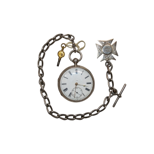 70 - BritishAntiqueA sterling silver pocket watchWith white enamel dial with subsidiary seconds dialHallm... 