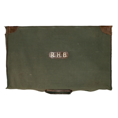 74 - British20th centuryA green crocodile leather briefcase, with leather label embossed 'R.M.M.' to top,... 